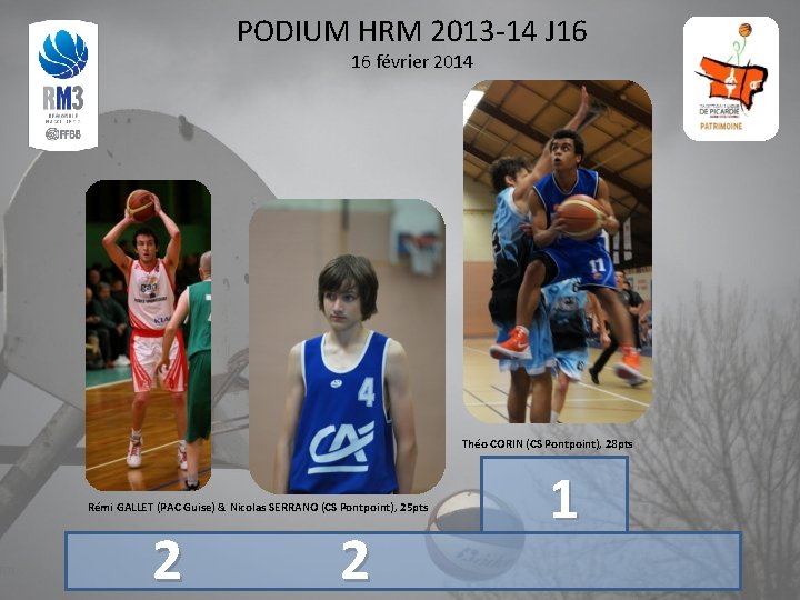 PODIUM HRM 2013 -14 J 16 16 février 2014 Théo CORIN (CS Pontpoint), 28
