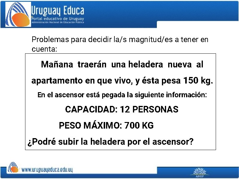 Problemas para decidir la/s magnitud/es a tener en cuenta: Mañana traerán una heladera nueva