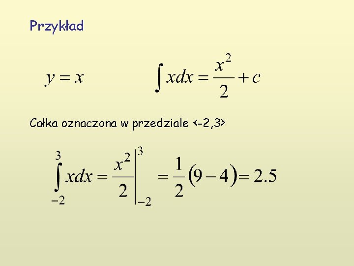 Przykład Całka oznaczona w przedziale <-2, 3> 