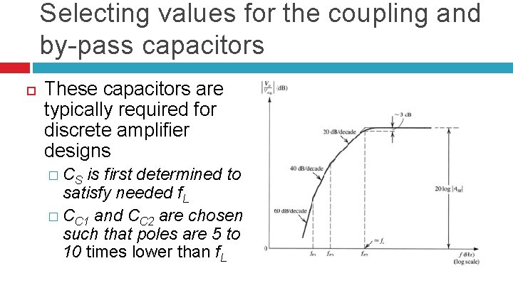 Selecting values for the coupling and by-pass capacitors These capacitors are typically required for