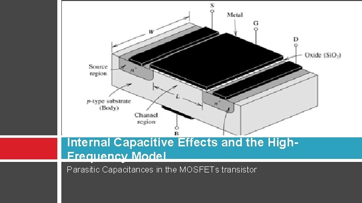 Internal Capacitive Effects and the High. Frequency Model Parasitic Capacitances in the MOSFETs transistor