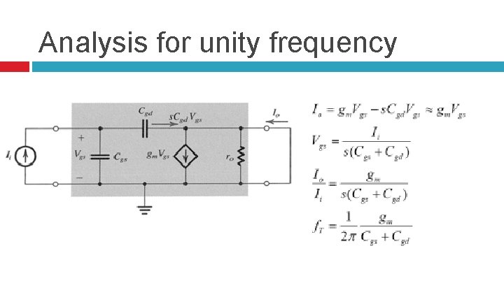 Analysis for unity frequency 