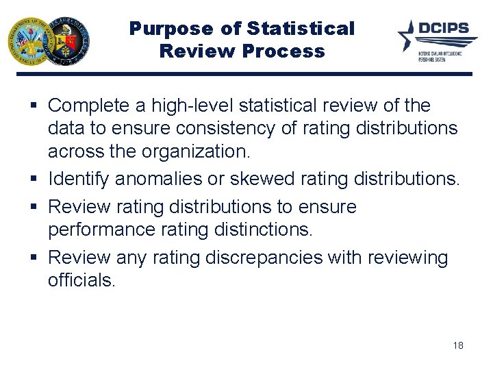 Purpose of Statistical Review Process Complete a high-level statistical review of the data to