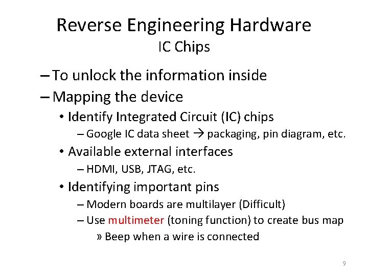 Reverse Engineering Hardware IC Chips – To unlock the information inside – Mapping the
