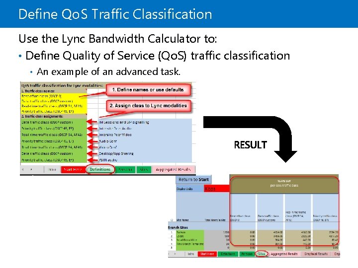 Define Qo. S Traffic Classification Use the Lync Bandwidth Calculator to: • Define Quality Define Qo. S Traffic Classification Use the Lync Bandwidth Calculator to: • Define Quality