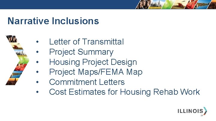 Narrative Inclusions • • • Letter of Transmittal Project Summary Housing Project Design Project