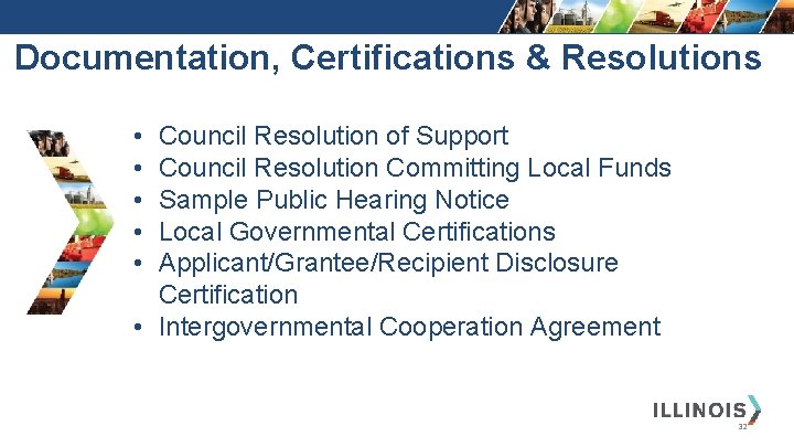 Documentation, Certifications & Resolutions • • • Council Resolution of Support Council Resolution Committing