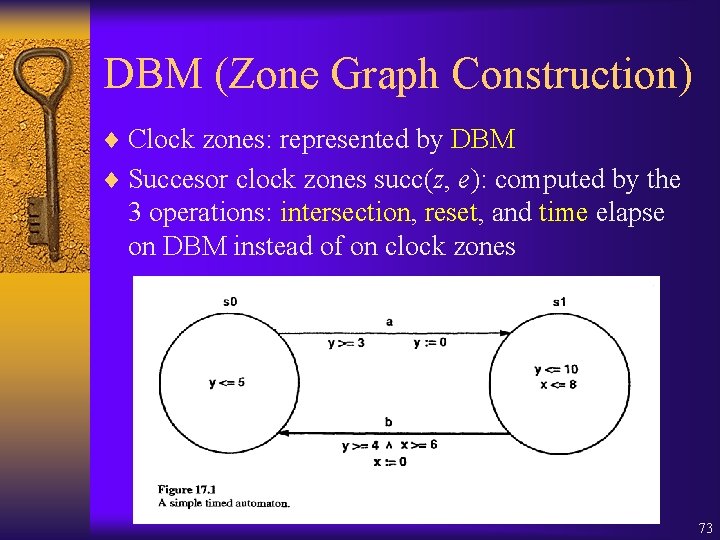 DBM (Zone Graph Construction) ¨ Clock zones: represented by DBM ¨ Succesor clock zones