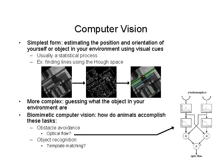 Computer Vision • Simplest form: estimating the position and orientation of yourself or object Computer Vision • Simplest form: estimating the position and orientation of yourself or object