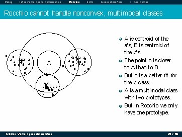 Recap Intro vector space classification Rocchio k. NN Linear classifiers > two classes Rocchio Recap Intro vector space classification Rocchio k. NN Linear classifiers > two classes Rocchio