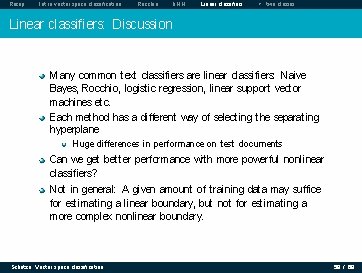 Recap Intro vector space classification Rocchio k. NN Linear classifiers > two classes Linear Recap Intro vector space classification Rocchio k. NN Linear classifiers > two classes Linear