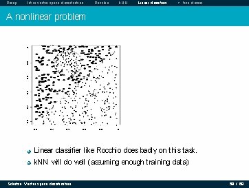 Recap Intro vector space classification Rocchio k. NN Linear classifiers > two classes 0. Recap Intro vector space classification Rocchio k. NN Linear classifiers > two classes 0.