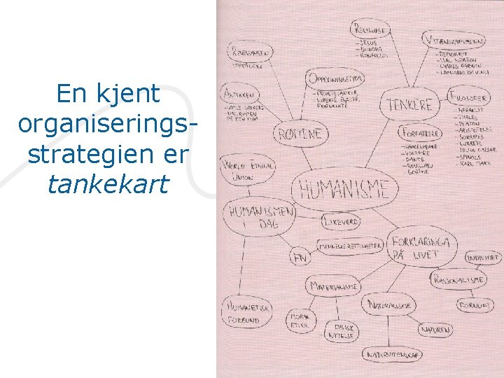 En kjent organiseringsstrategien er tankekart 