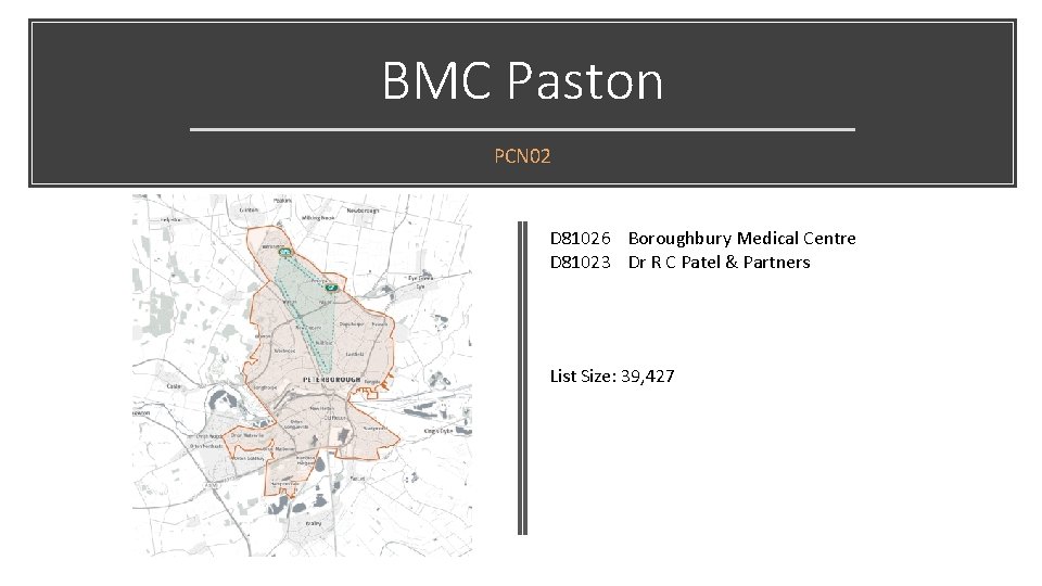 BMC Paston PCN 02 D 81026 Boroughbury Medical Centre D 81023 Dr R C