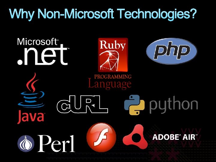 Why Non-Microsoft Technologies? Why Non-Microsoft Technologies?