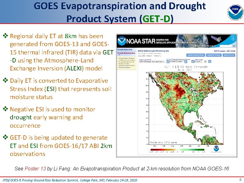 GOES Evapotranspiration and Drought Product System (GET-D) v Regional daily ET at 8 km