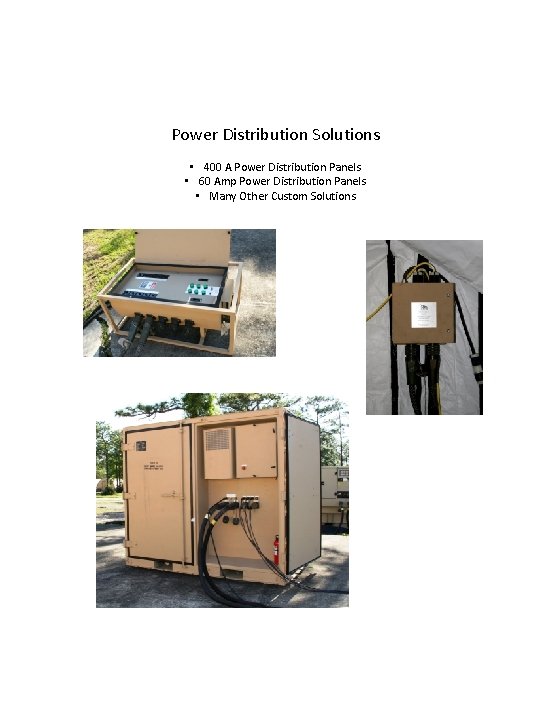 Power Distribution Solutions • 400 A Power Distribution Panels • 60 Amp Power Distribution