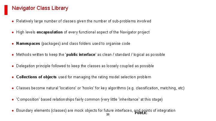 Navigator Class Library · Relatively large number of classes given the number of sub-problems