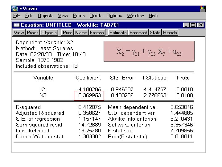 X 2 = g 21 + g 23 X 3 + u 23 X 2 = g 21 + g 23 X 3 + u 23