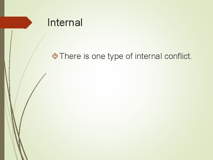 Internal There is one type of internal conflict. 