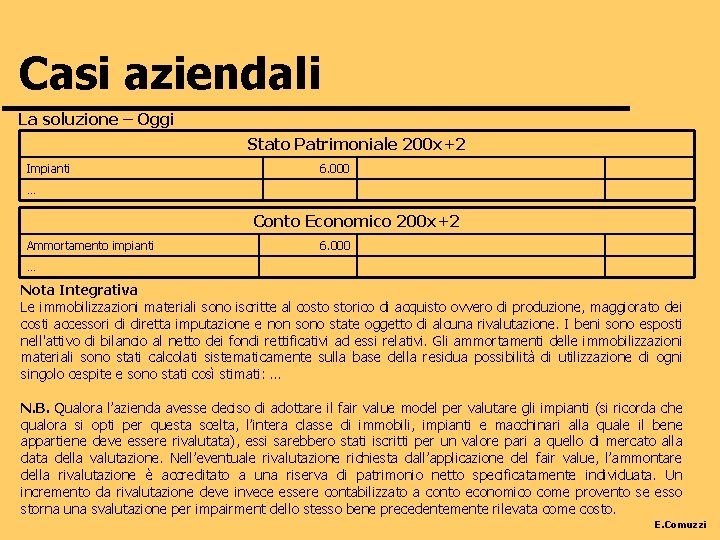 Casi aziendali La soluzione – Oggi Stato Patrimoniale 200 x+2 Impianti 6. 000 …
