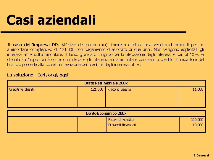 Casi aziendali Il caso dell’impresa DD. All’inizio del periodo (n) l’impresa effettua una vendita