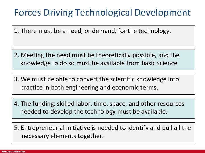 Forces Driving Technological Development 1. There must be a need, or demand, for the