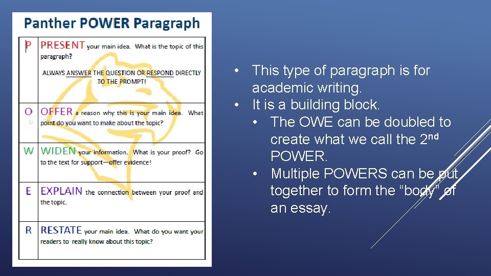  • This type of paragraph is for academic writing. • It is a