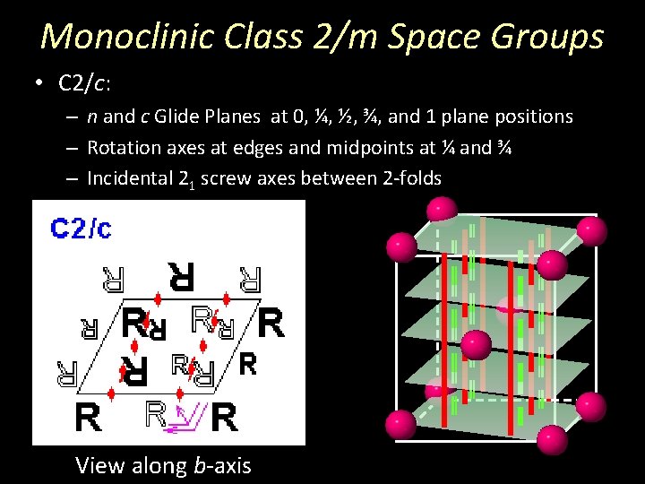 Monoclinic Class 2/m Space Groups • C 2/c: – n and c Glide Planes