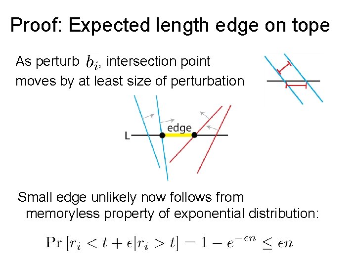 Proof: Expected length edge on tope As perturb , intersection point moves by at