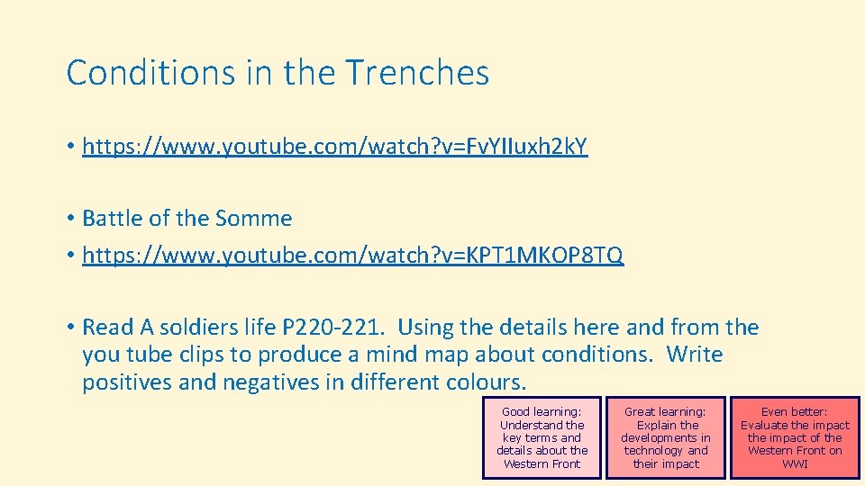 Conditions in the Trenches • https: //www. youtube. com/watch? v=Fv. YIIuxh 2 k. Y Conditions in the Trenches • https: //www. youtube. com/watch? v=Fv. YIIuxh 2 k. Y