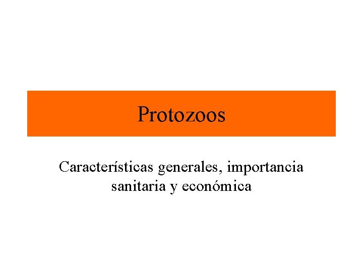 Protozoos Características generales, importancia sanitaria y económica 