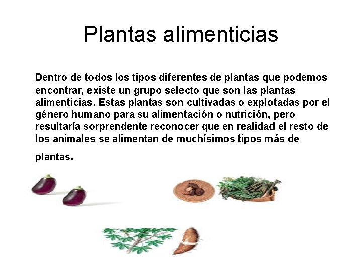 Plantas alimenticias Dentro de todos los tipos diferentes de plantas que podemos encontrar, existe