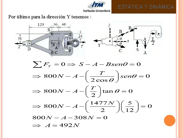 ESTÁTICA Y DINÁMICA Por último para la dirección Y tenemos : 