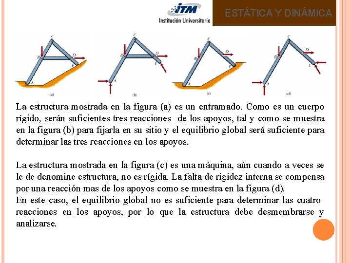 ESTÁTICA Y DINÁMICA La estructura mostrada en la figura (a) es un entramado. Como