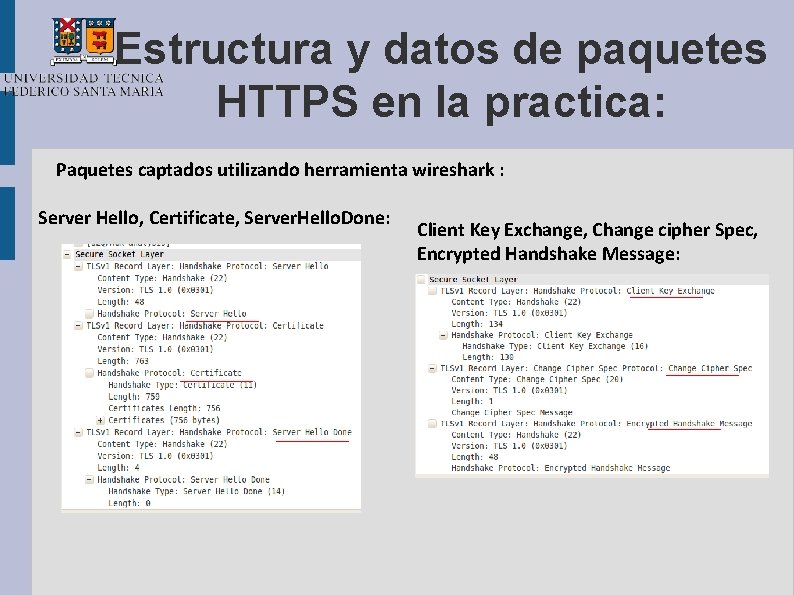 Estructura y datos de paquetes HTTPS en la practica: Paquetes captados utilizando herramienta wireshark