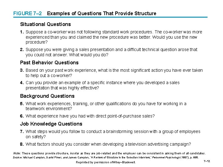 FIGURE 7– 2 Examples of Questions That Provide Structure Situational Questions 1. Suppose a