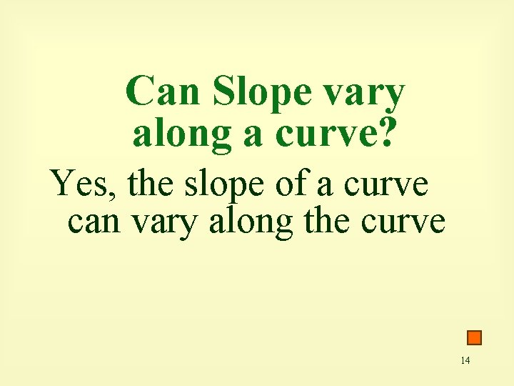 Can Slope vary along a curve? Yes, the slope of a curve can vary