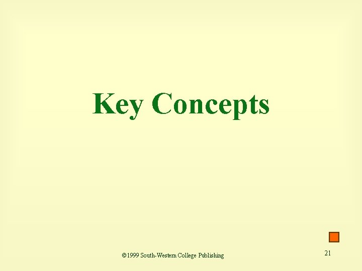 Key Concepts © 1999 South-Western College Publishing 21 