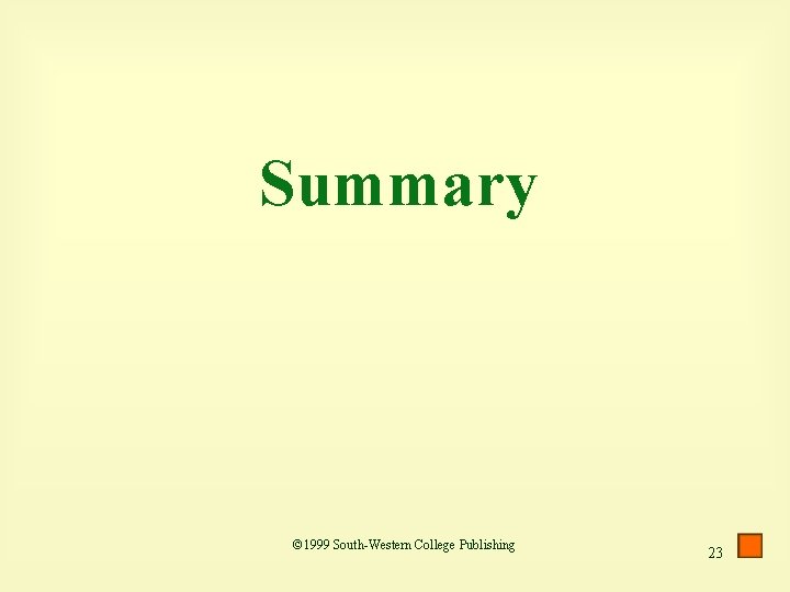 Summary © 1999 South-Western College Publishing 23 