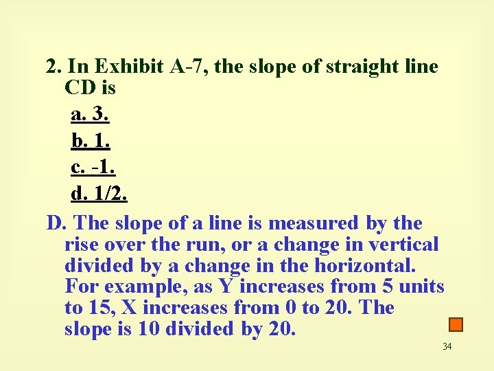 2. In Exhibit A-7, the slope of straight line CD is a. 3. b.