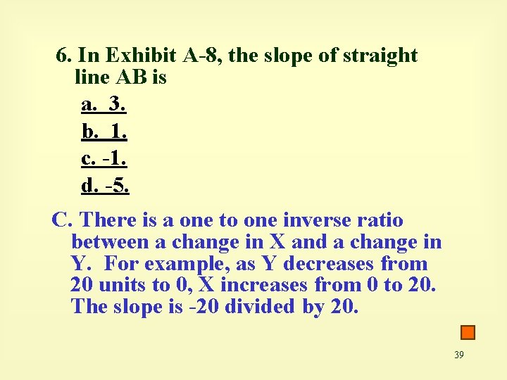 6. In Exhibit A-8, the slope of straight line AB is a. 3. b.