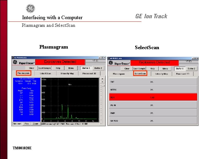 Interfacing with a Computer Plasmagram and Select. Scan Plasmagram TM 001028 E Select. Scan