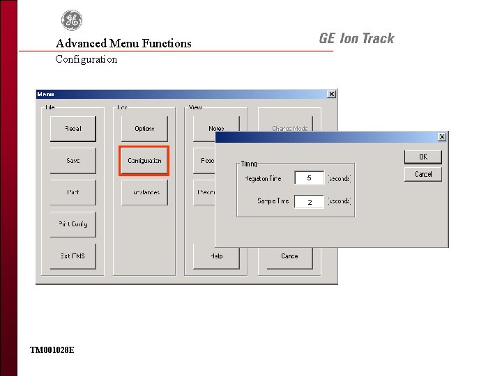 Advanced Menu Functions Configuration 5 2 TM 001028 E 