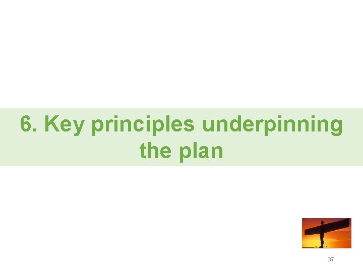 6. Key principles underpinning the plan 37 