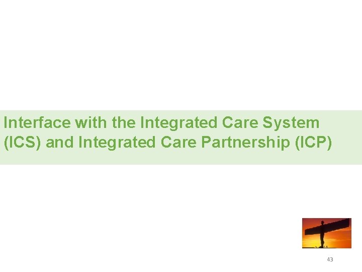 Interface with the Integrated Care System (ICS) and Integrated Care Partnership (ICP) 43 