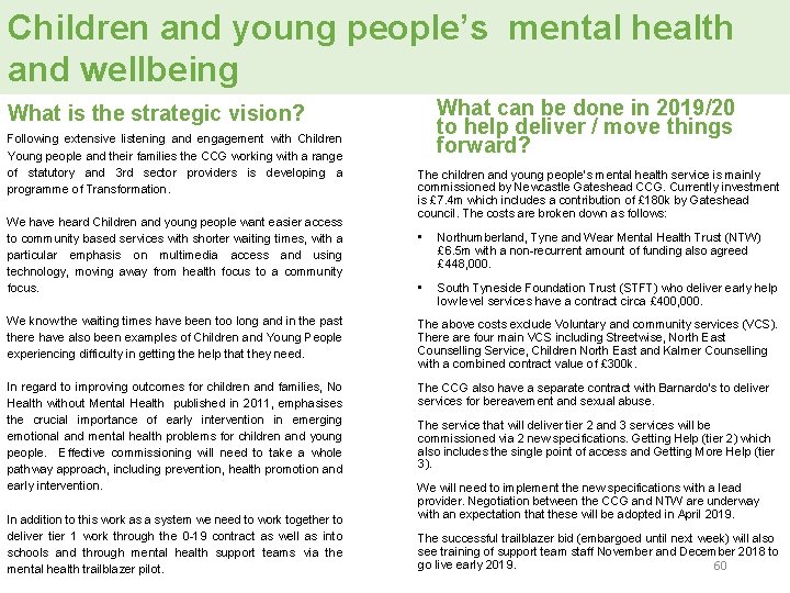 Children and young people’s mental health and wellbeing What can be done in 2019/20