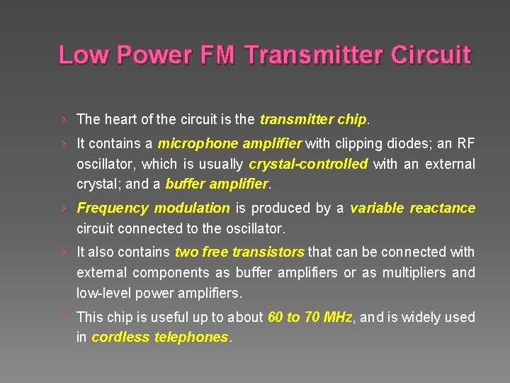 Low Power FM Transmitter Circuit › The heart of the circuit is the transmitter
