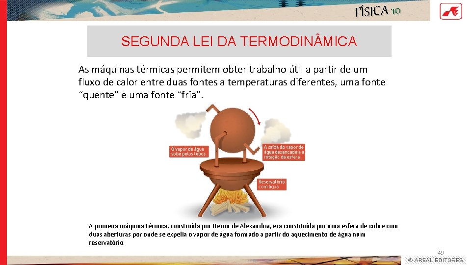 FÍSICA 10 SEGUNDA LEI DA TERMODIN MICA As máquinas térmicas permitem obter trabalho útil FÍSICA 10 SEGUNDA LEI DA TERMODIN MICA As máquinas térmicas permitem obter trabalho útil