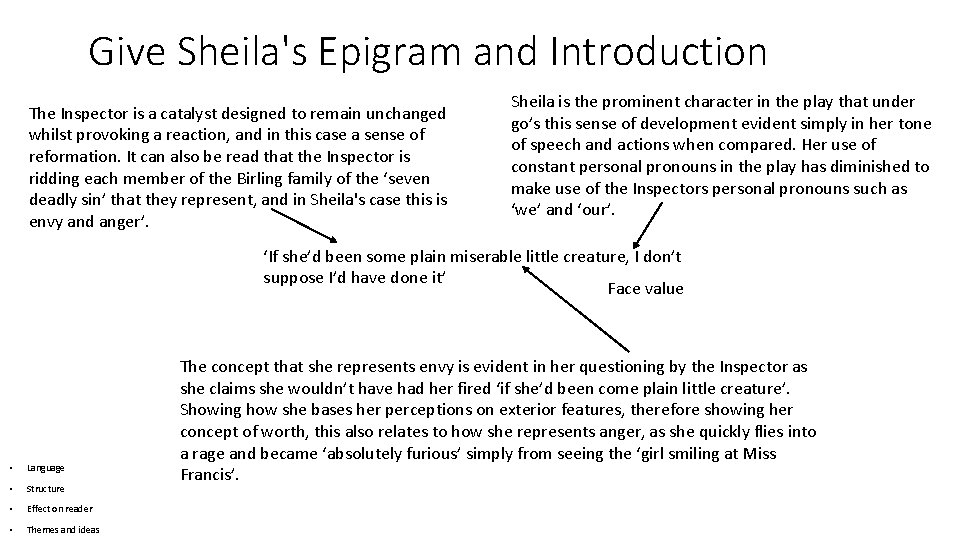 Give Sheila's Epigram and Introduction The Inspector is a catalyst designed to remain unchanged Give Sheila's Epigram and Introduction The Inspector is a catalyst designed to remain unchanged